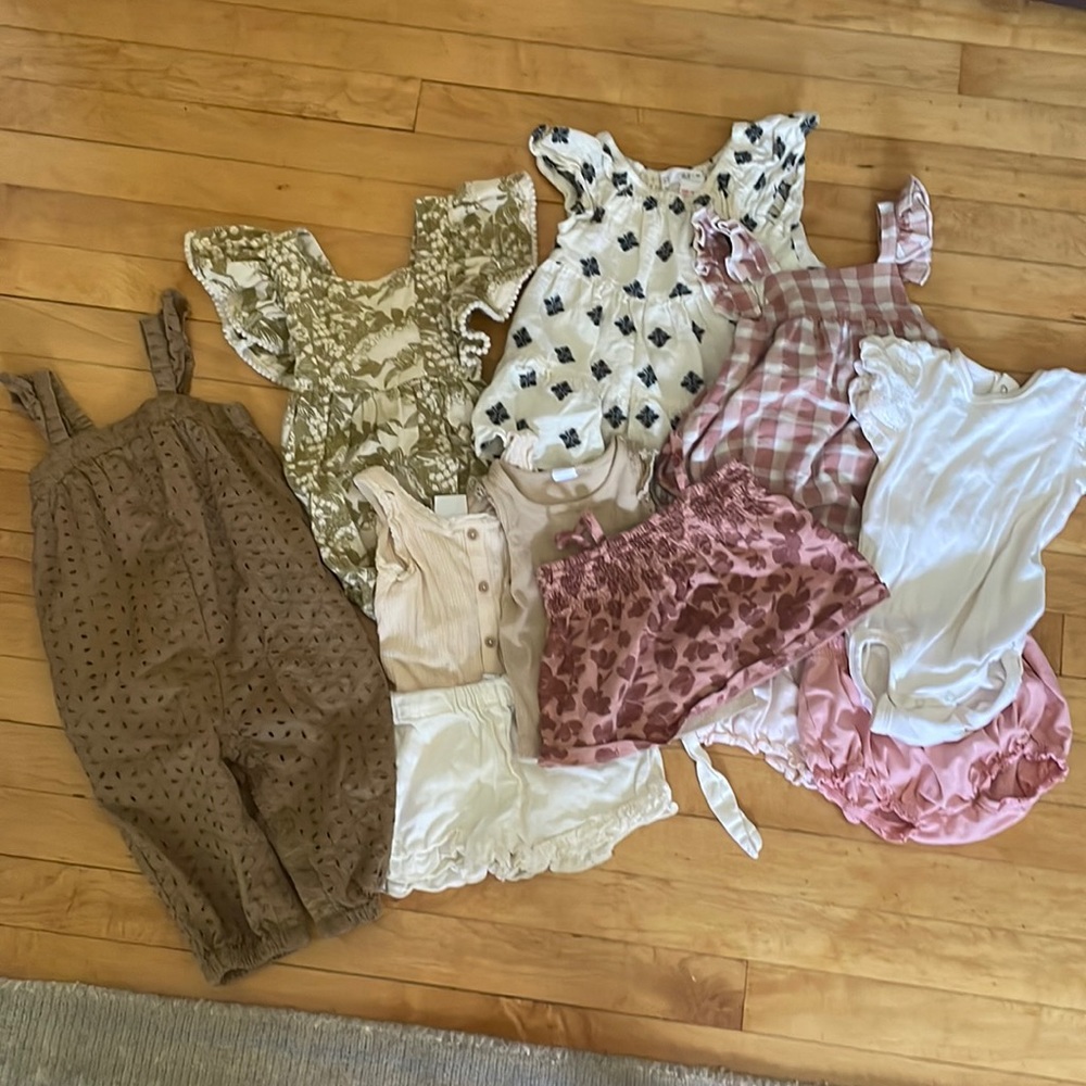 Baby Girl Clothes Lot 12-18 Mo Boho Summer Pink Neutral 10 Items